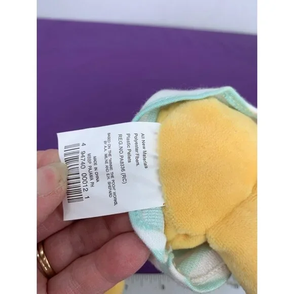 Disney Hoop Retail Stores 7 Inch Winnie the Pooh Lovie Green and White Striped N - Picture 4 of 7